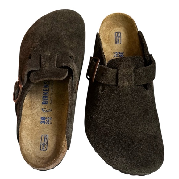BIRKENSTOCK Boston Mocha Suede Leather Clogs EU 38 US 7 to 7 1/2 Regular Fit - Picture 1 of 16